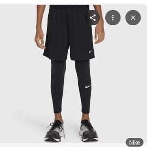 Nike Pro Dri-Fit Flight Fit Black Tights with White Swoosh EUC